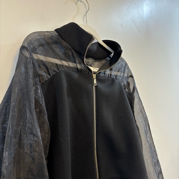 GRACIA black zip jacket sheer sleeves cropped jacket sheer - Picture 6 of 8